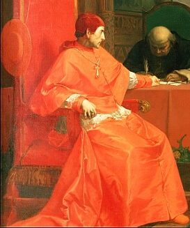 XPH308470 Luther in front of Cardinal Cajetan during the controversy of his 95 Theses, 1870 (oil on canvas)  by Pauwels, Ferdinand Wilhelm (1830-1904); Lutherhaus, Eisenach, Germany; (add. info.: Luther vor dem Kardinal Cajetan nach Anschlag der 95 Thesen, 1870); Belgian, out of copyright